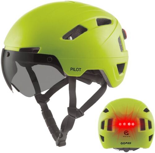 GOOFF Pilot 3-in-1 Snorfietshelm LED Fluorgeel NTA8776