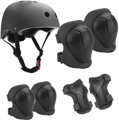 Casalora Kinderhelm verstelbaar & Beschermset Zwart (50-54 cm)