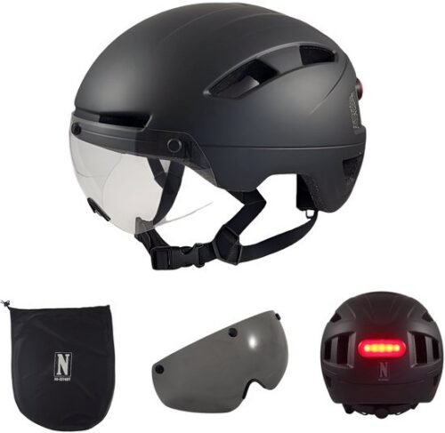 NO-EFFORT Volwassenen Fietshelm M — LED & Vizier